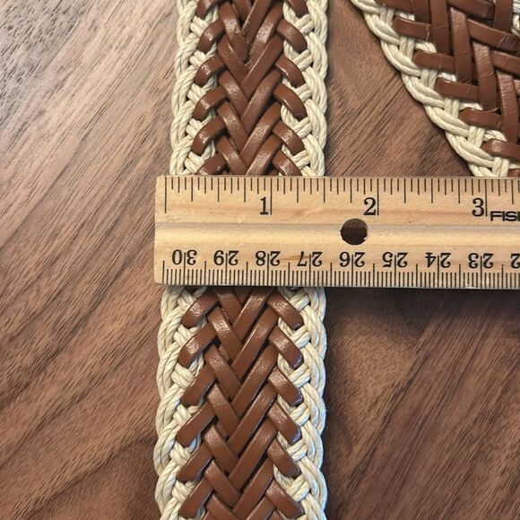 Coldwater Creek Brown and Cream Braided Belt with Ornate Buckle - M - Picture 7 of 7